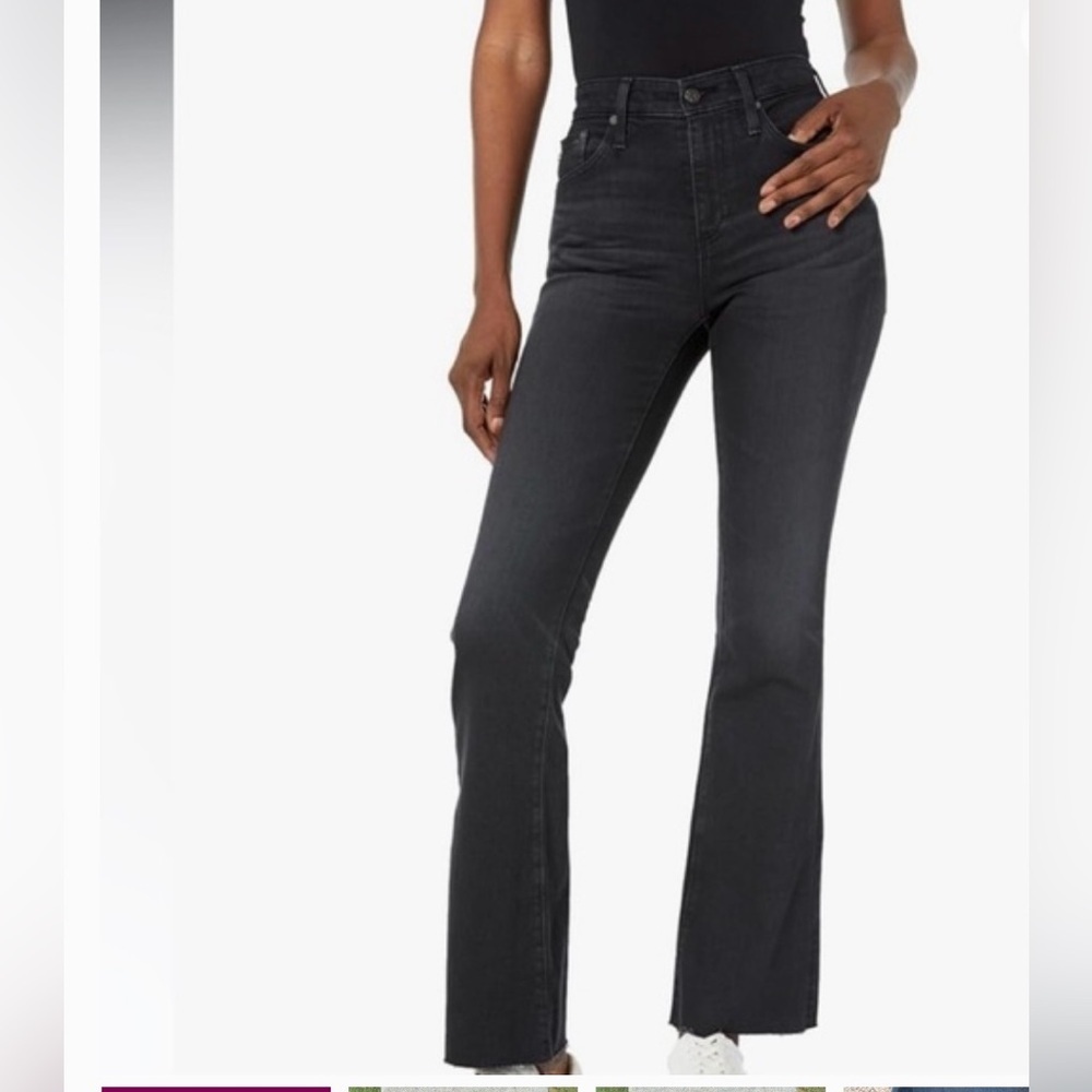 AG Adriano Goldschmied Farrah Boot high rise Jeans Raw Hem size 31 X 32 black